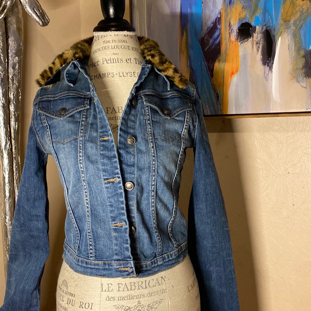 Leopard denim jacket